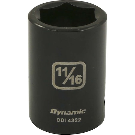 Dynamic 1/2" Drive Standard Socket, Black Phosphate, Tools 1/2" Drive 6 Point SAE, 11/16" Standard Length D014322